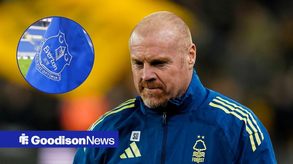 Nottingham Forest manager Sean Dyche and Everton corner flag in circular inset