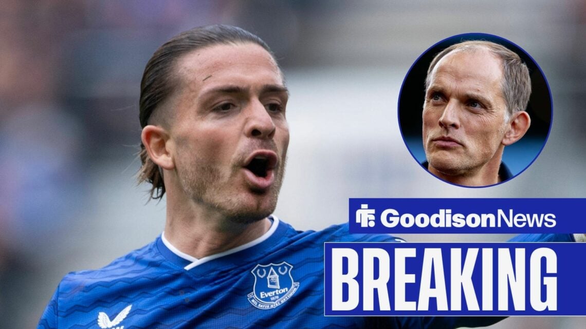 Everton forward Jack Grealish and Thomas Tuchel in circular inset