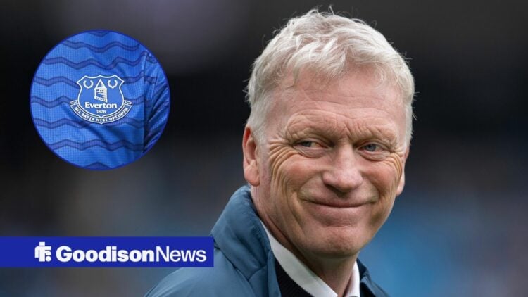 David Moyes and Everton badge in circular inset