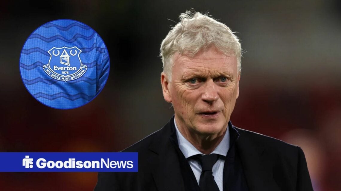 David Moyes and Everton badge in circular inset