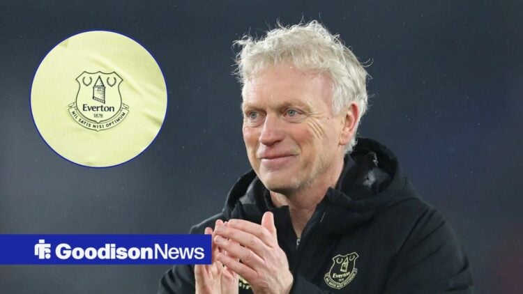 David Moyes and Everton badge in circular inset