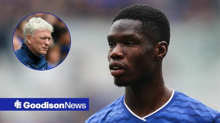 Thierno Barry next to a circular inset of David Moyes