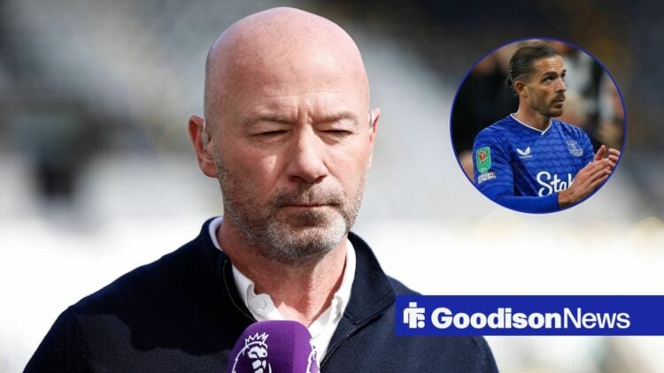 Alan Shearer with Everton loanee Jack Grealish inset