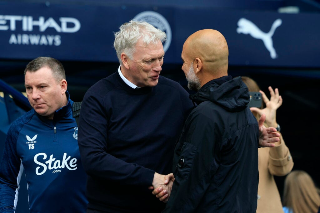 David Moyes and Pep Guardiola talking