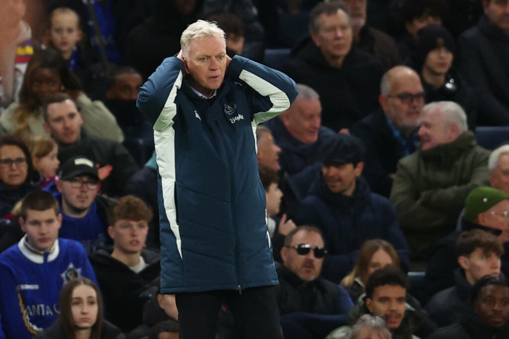 David Moyes has his head in his hands