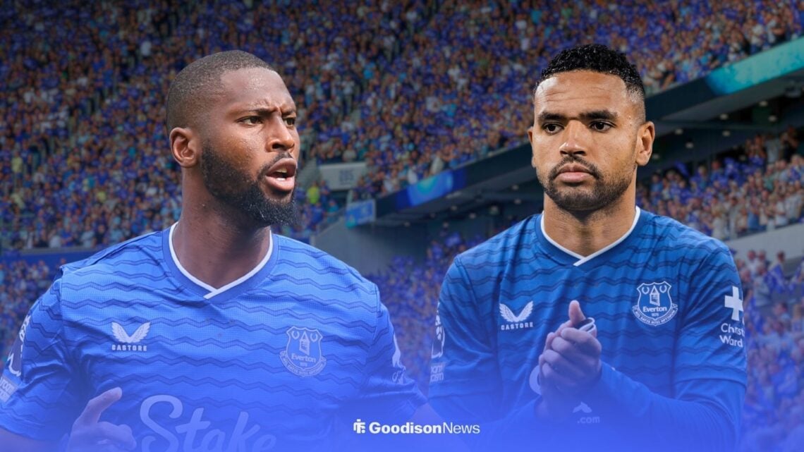 Beto with Youssef En-Nesyri in Everton shirt