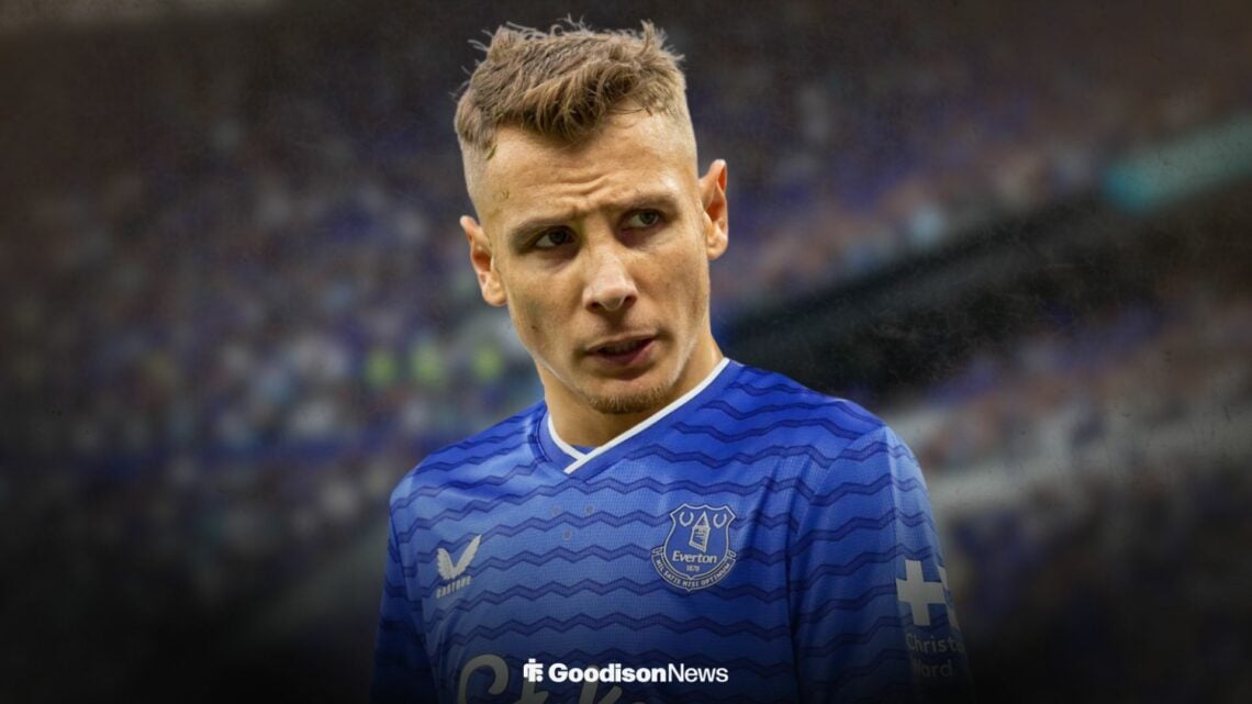 Lucas Digne in an Everton shirt