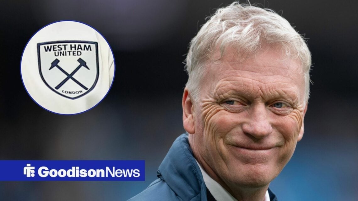 David Moyes and West Ham United badge in circular inset
