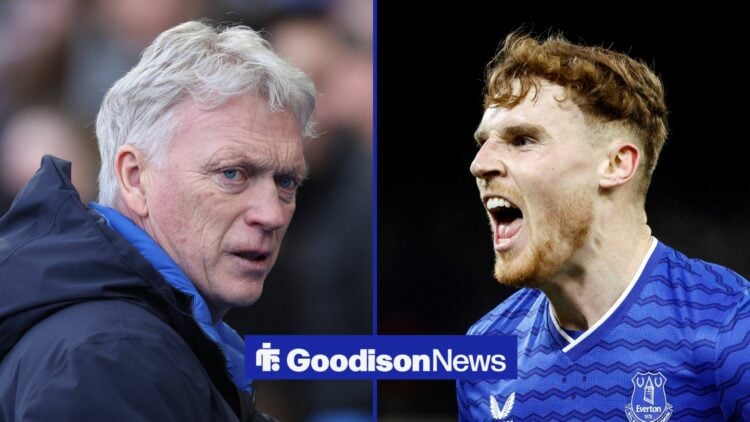 David Moyes with Jake O'Brien shouting