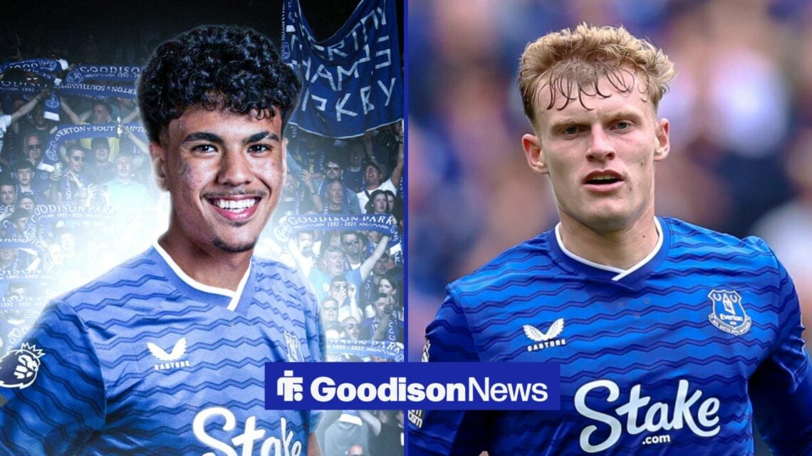 Adam Aznou and Jarrad Branthwaite at Everton