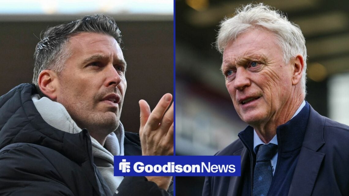 Rob Edwards and David Moyes stood alongside each other.