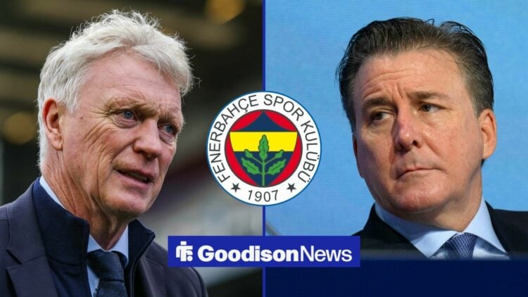 David Moyes looking in the direction of Dan Friedkin.