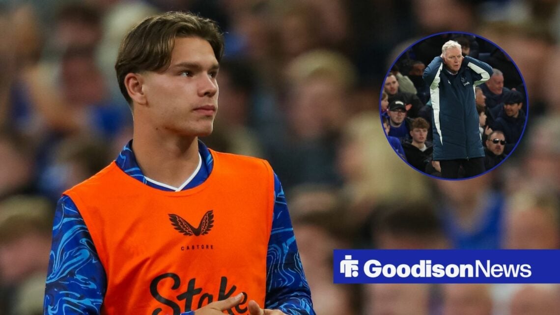 Everton's Tyler Dibling and David Moyes inset