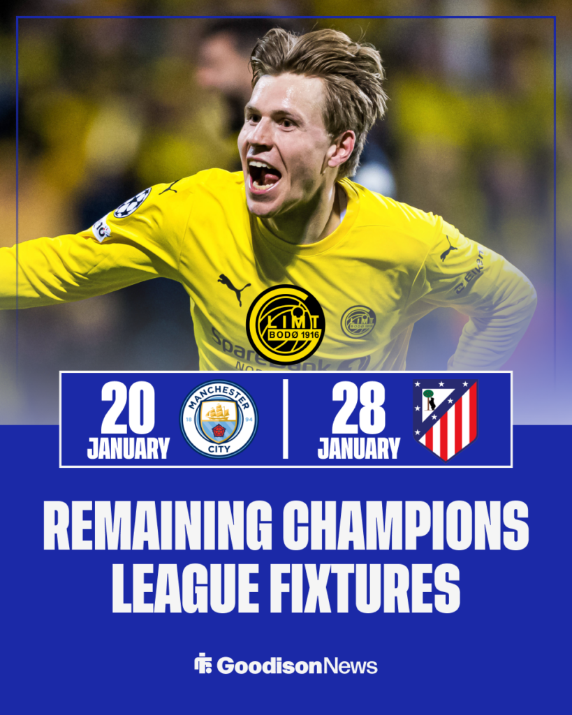 Everton Bodo Glimt Champions League fixtures