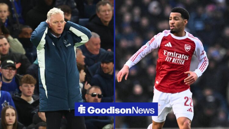 Everton manager David Moyes and Arsenal attacker Ethan Nwaneri side by side