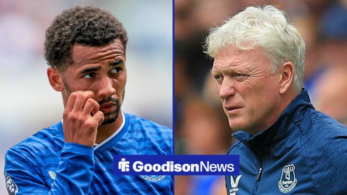 Everton forward Iliman Ndiaye and David Moyes