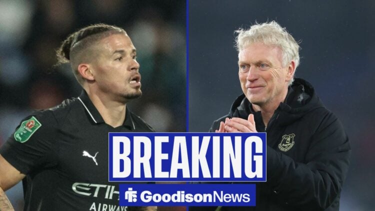 Manchester City midfielder Kalvin Phillips and Everton boss David Moyes side by side