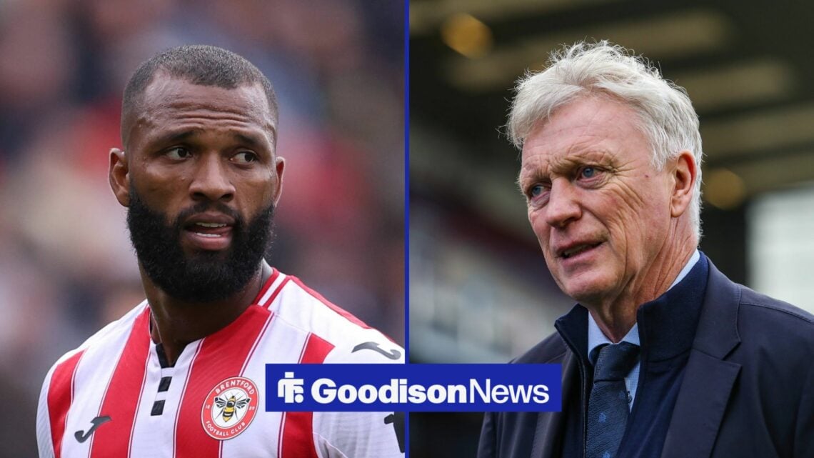 Brentford striker Igor Thiago and Everton manager David Moyes side by side