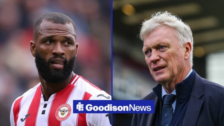 Brentford striker Igor Thiago and Everton manager David Moyes side by side