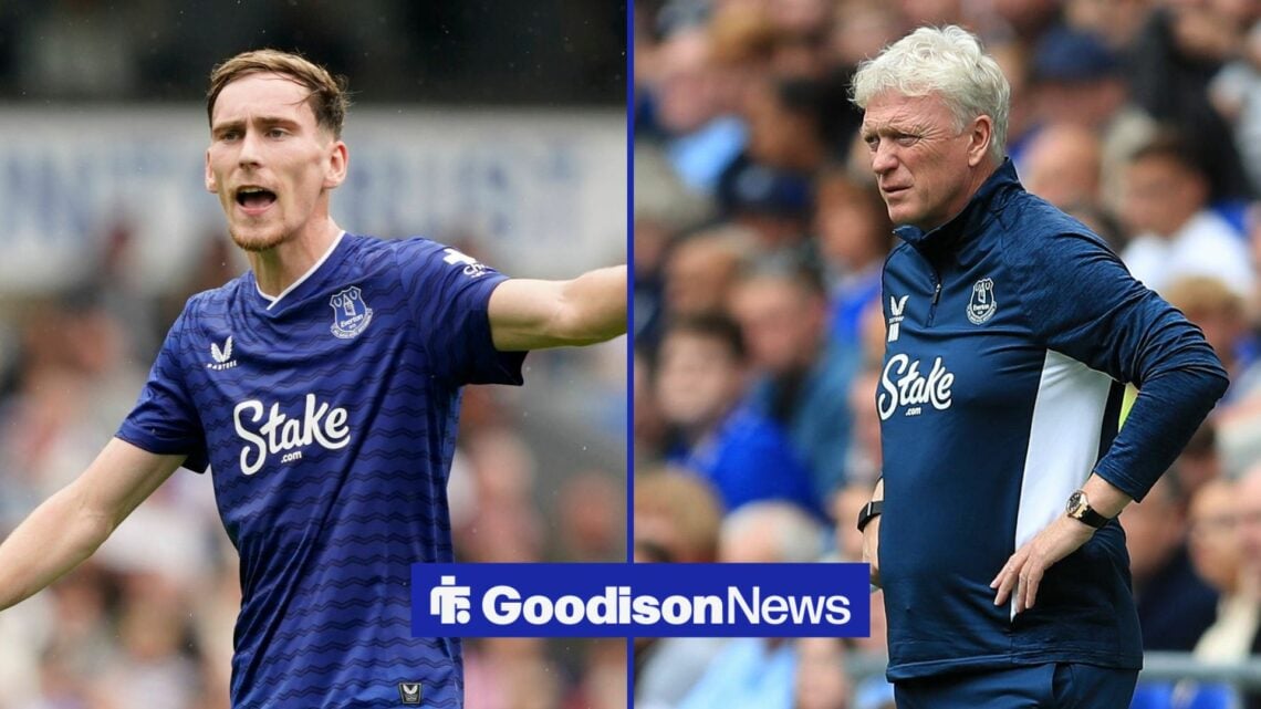 A split image of Everton's James Garner and David Moyes