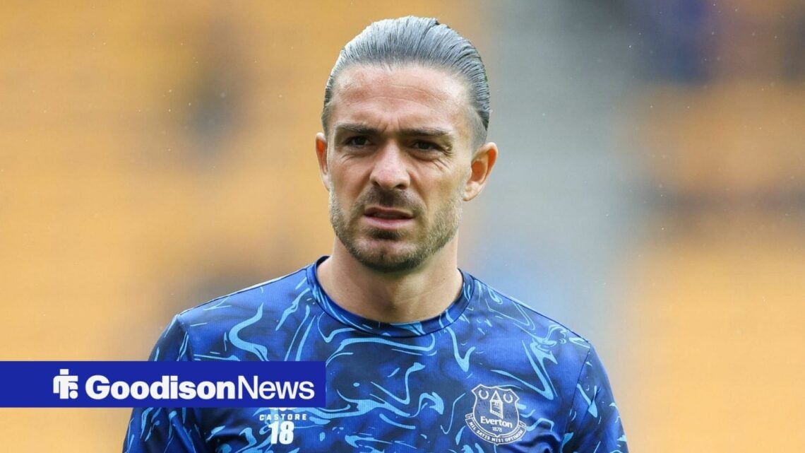 Jack Grealish in an Everton training top
