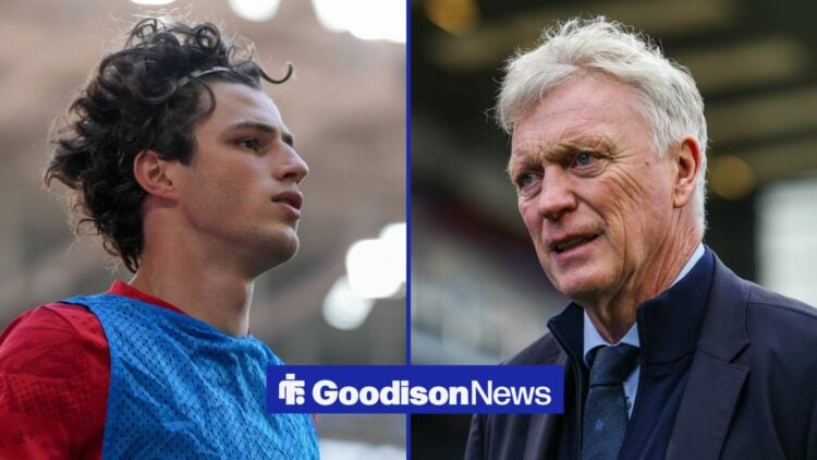 Everton player Merlin Rohl and David Moyes looking disappointed.