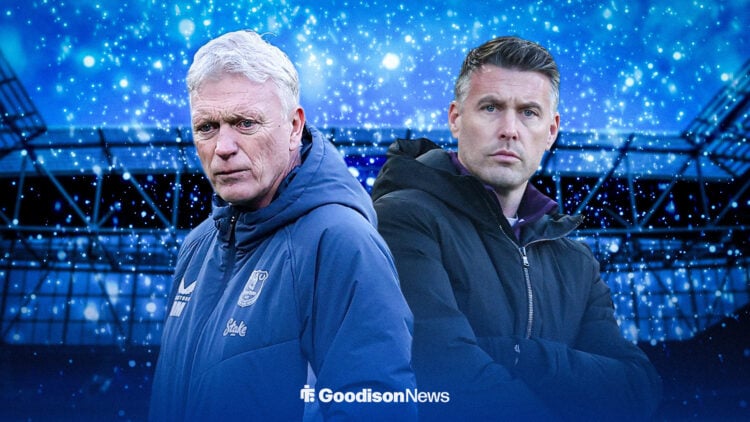 David Moyes and Rob Edwards at snowy Hill Dickinson Stadium