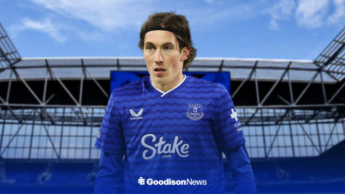 Harry Wilson in Everton kit ahead of Hill Dickinson Stadium