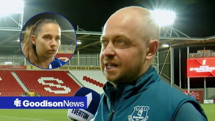 Martina Fernandez and Everton boss Scott Phelan speaking to Everton TV
