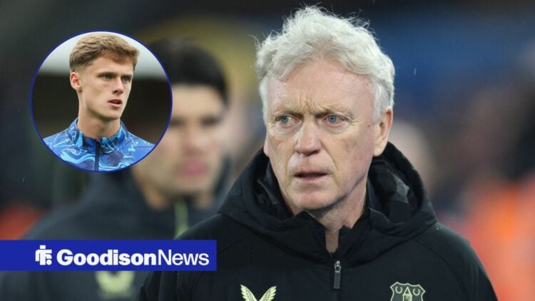 David Moyes alongside a circle inset of Harrison Armstrong.