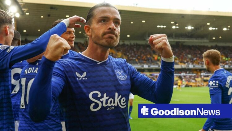 Jack Grealish celebrating for Everton