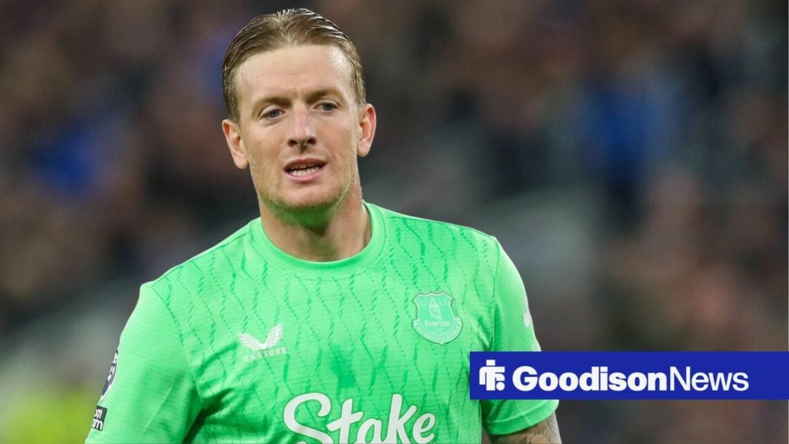 Jordan Pickford Of Everton during the Everton FC v West Ham United FC English Premier League match at Hill Dickinson Stadium, Liverpool, England, U...