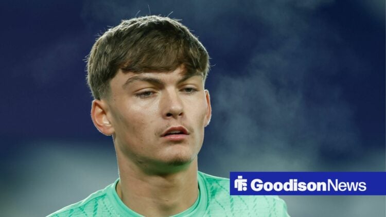 Everton goalkeeper George Pickford looks on