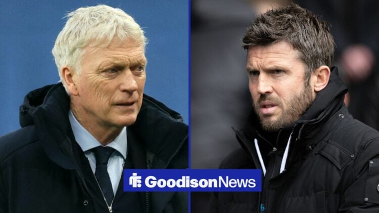 David Moyes and Michael Carrick in a split image