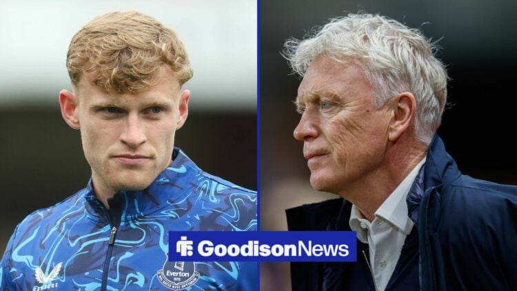 Jarrad Branthwaite and David Moyes looking on