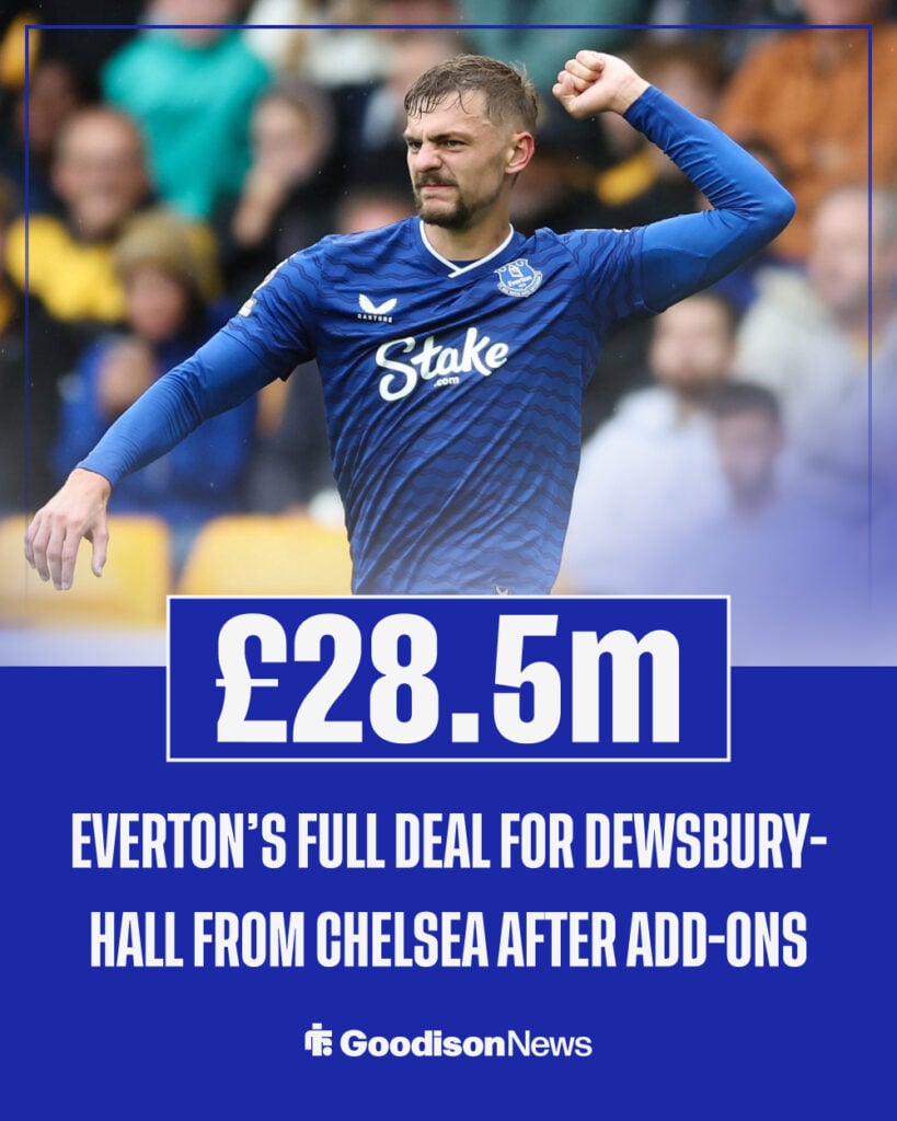 Everton's package deal transfer expense for Kiernan Dewsbury-Hall from Chelsea.