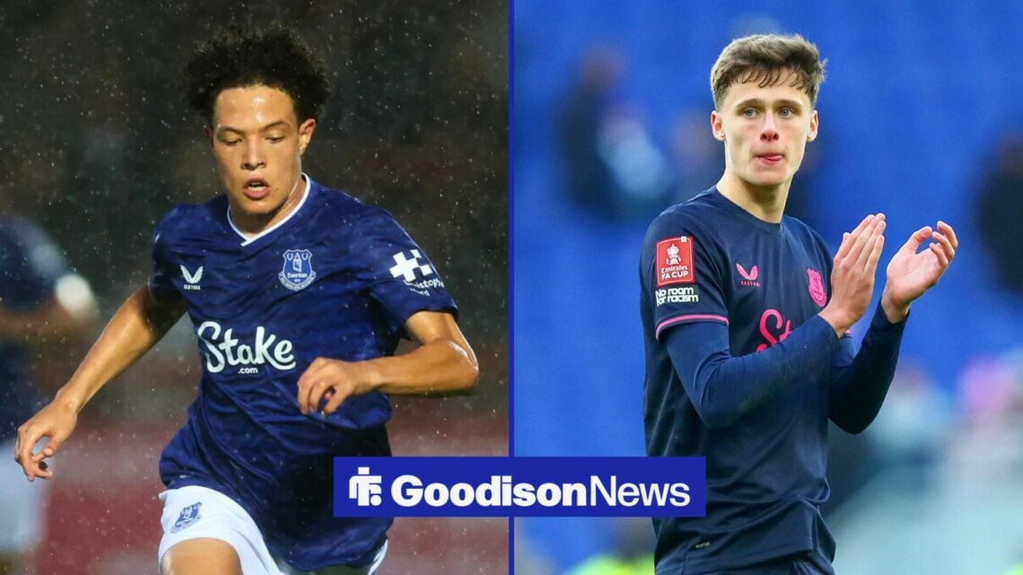 Everton winger Isaac Heath and Harrison Armstrong in split image