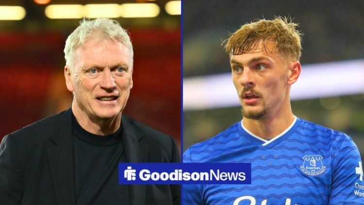 Split image of David Moyes manages Everton during the Premier League match between Nottingham Forest and Everton at the City Ground in Nottingham, ...