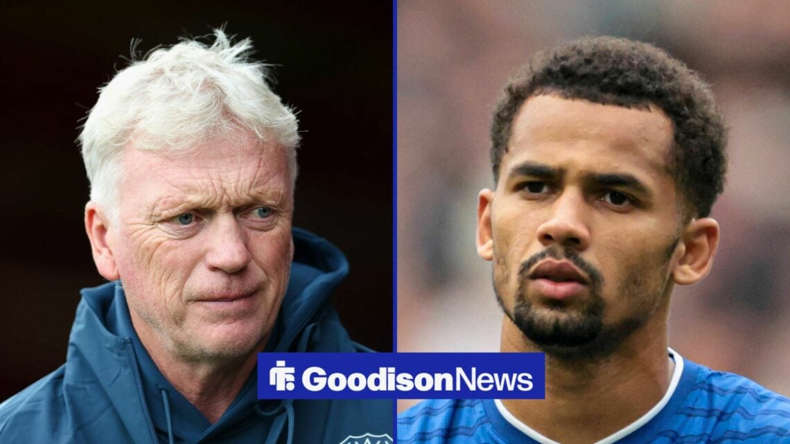 Split image of Everton manager David Moyes and Iliman Ndiaye of Everton claps fans after the Premier League match Everton vs Aston Villa at Hill Di...