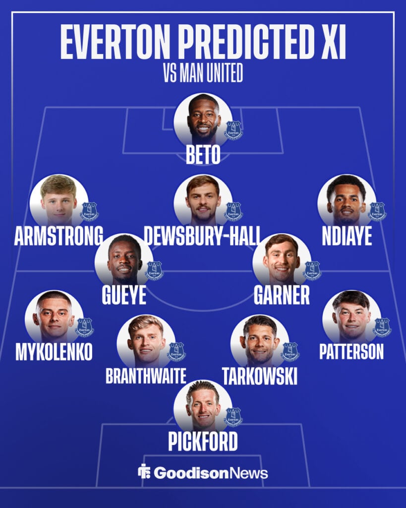 Everton predicted XI vs Man United