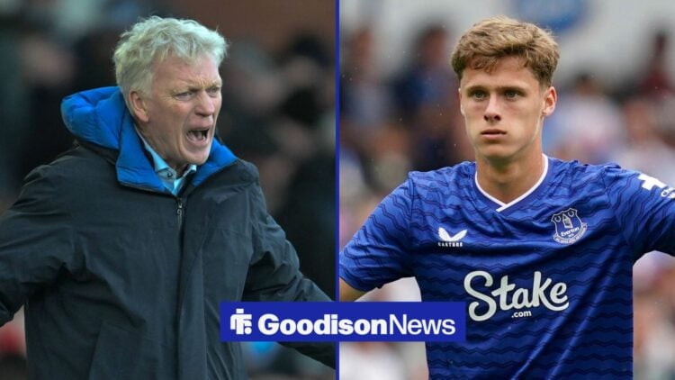 Harrison Armstrong of Everton during the Blackburn Rovers vs Everton Pre Season Friendly match, Everton boss David Moyes looking angry.