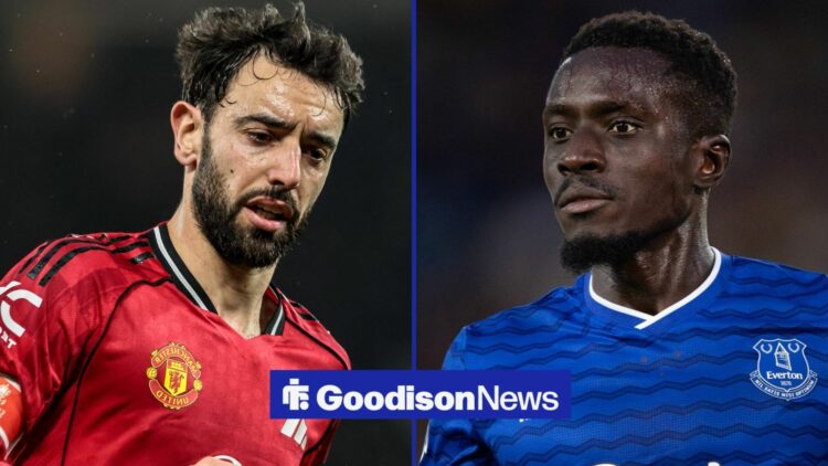 Bruno Fernandes during the Emirates FA Cup Third Round match Manchester United vs Brighton, Idrissa Gueye in action for Everton.