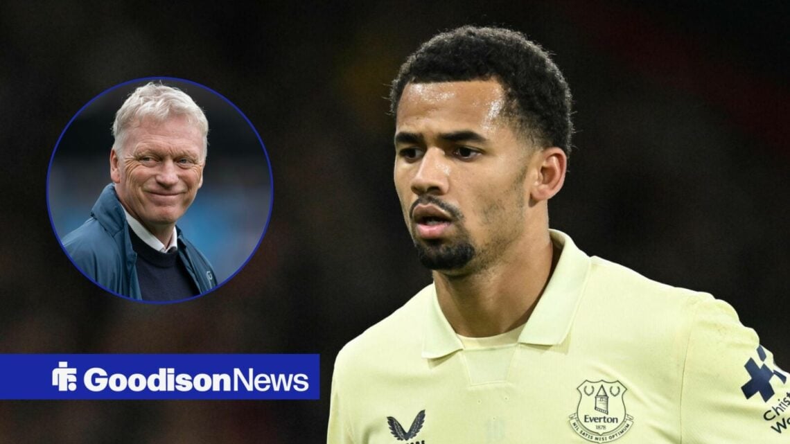 Everton star Iliman Ndiaye and David Moyes.