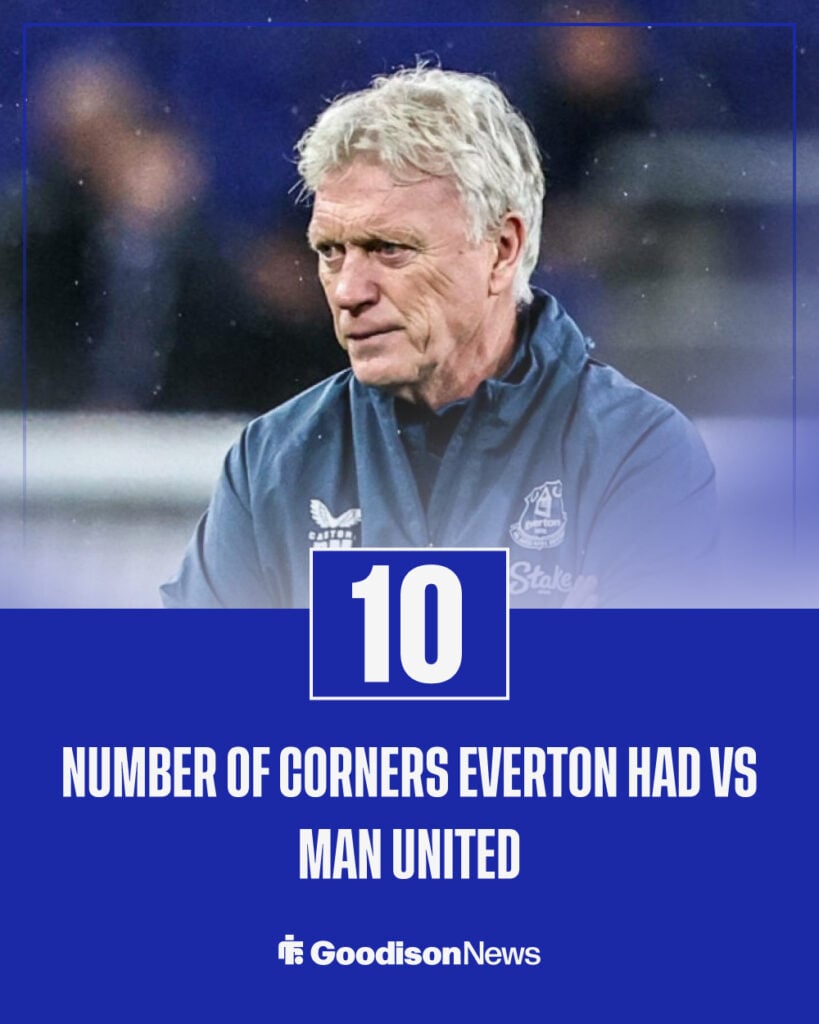 The number of corners Everton had against Man United.