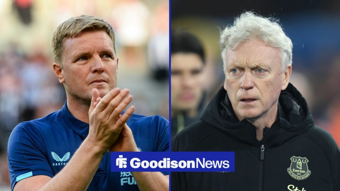 Eddie Howe applauds, with David Moyes alongside him in a split image