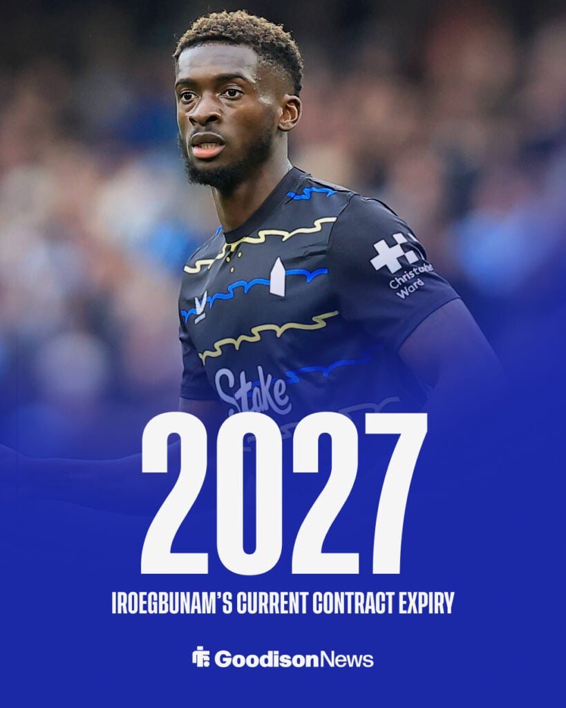 Tim Iroegbunam of Everton during the Premier League match between Manchester City at the Etihad Stadium.