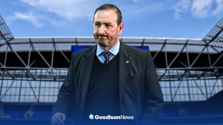 Kevin Thelwell in front of Hill Dickinson stadium