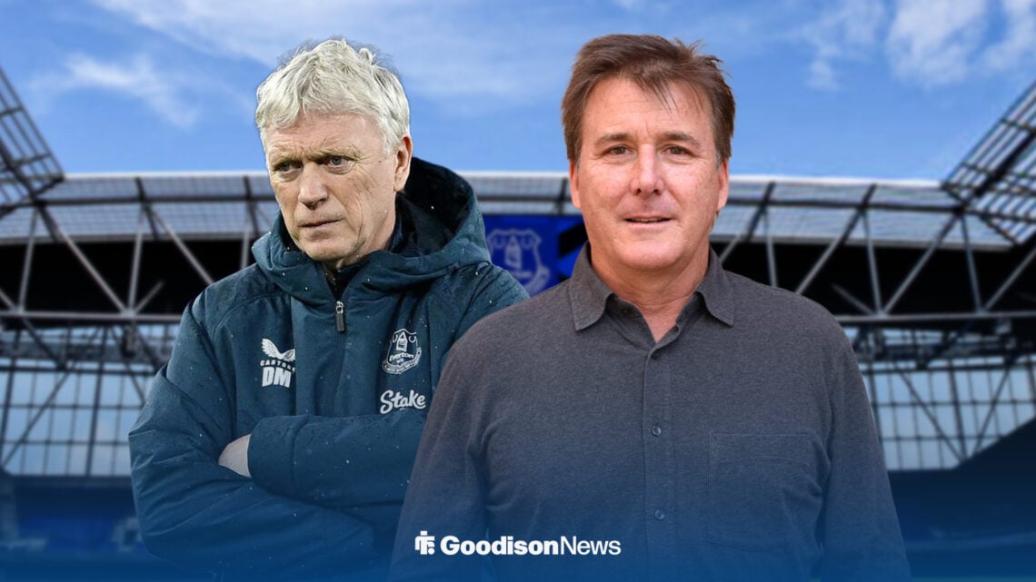 David Moyes looking upset alongside Dan Friedkin