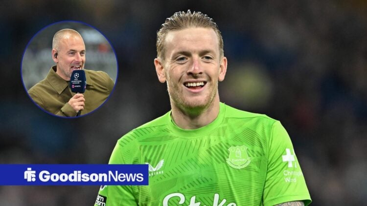 Jordan Pickford and a circular inset of Joe Cole.