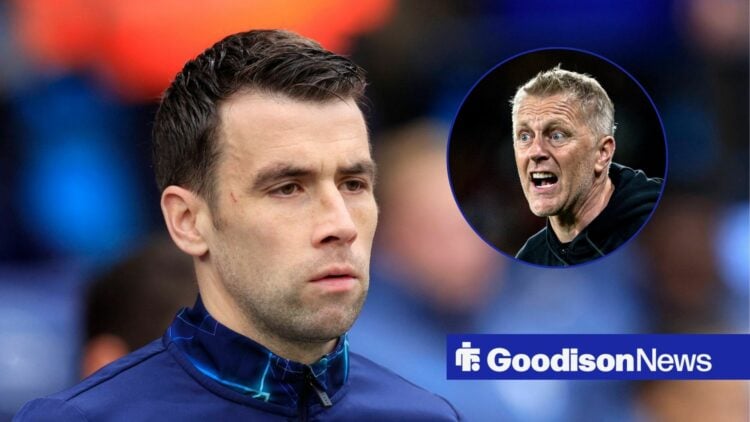 Seamus Coleman looks glum, as Heimir Hallgrimsson barks instructions (inset)